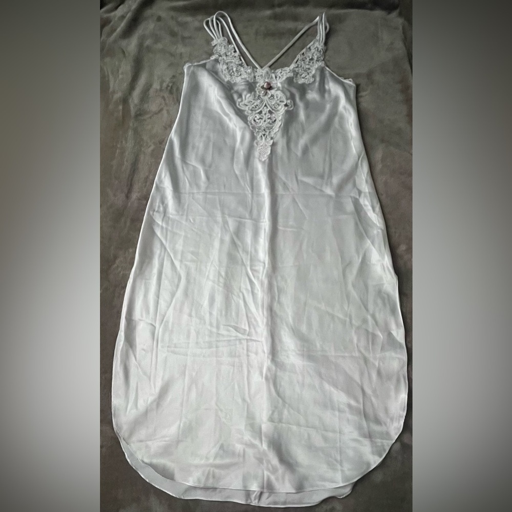 Vintage California Dynasty Satin Camisole Nightgown Lingerie Sz L White